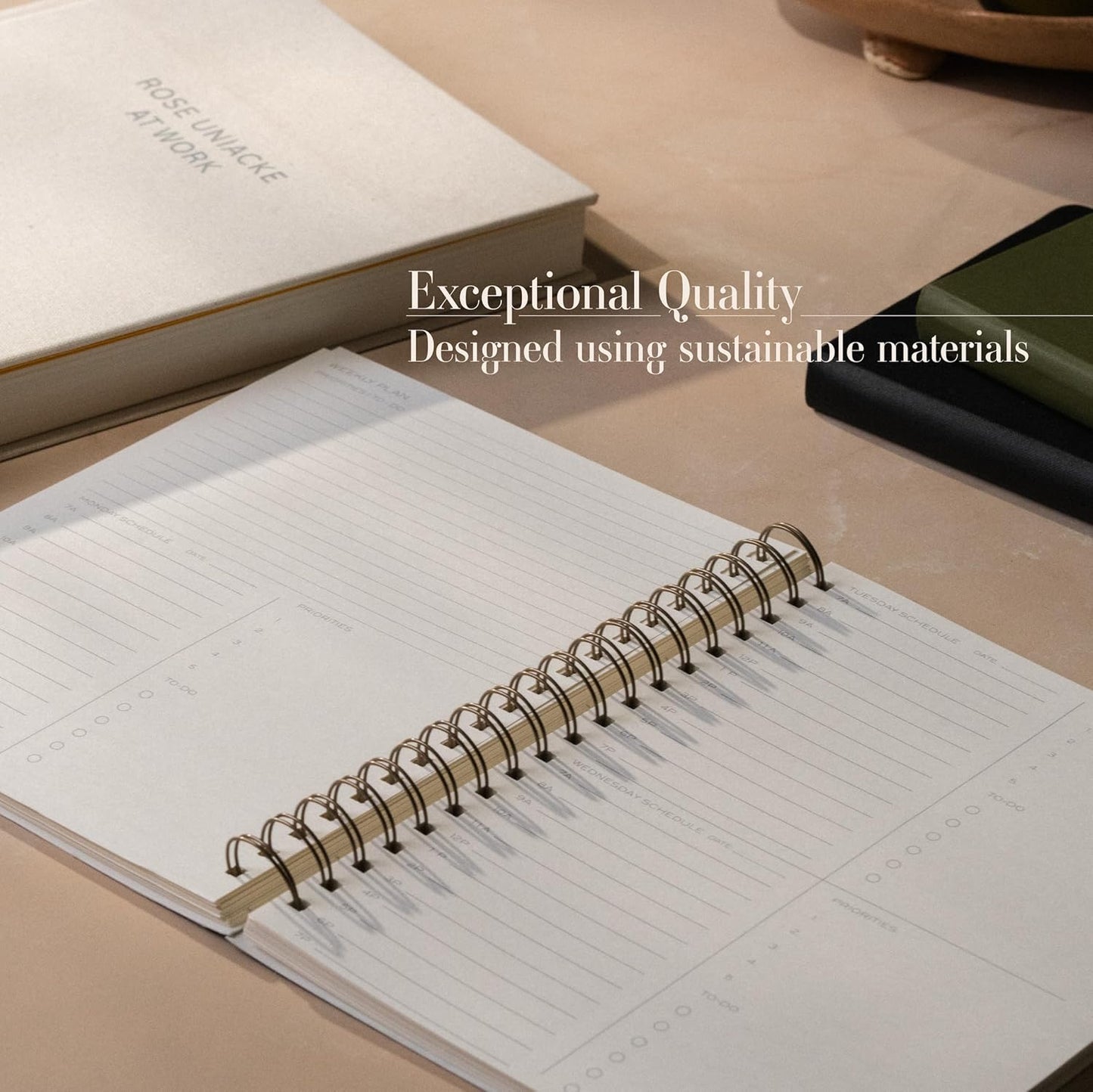 Anecdote Planner 2026 (8.5" x 10") Daily Planner Weekly Monthly Planner - 52 Weeks w/Library Buckram Cover, Brass Spiral - A4 Size Bleed-Resistant Paper – Olive Green