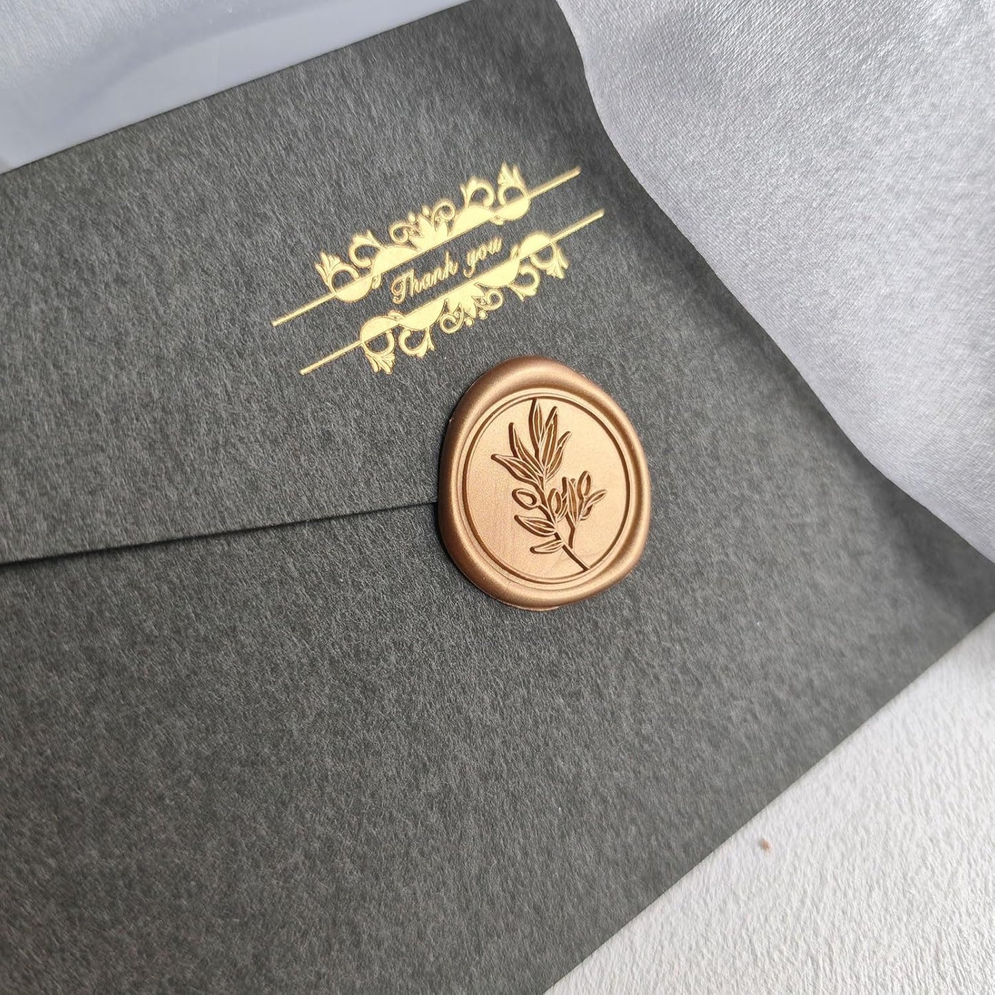 50 Pcs Antique Gold Wax Seal Stickers Self- Adhesive Wedding Invitation Seal Stickers, Perfect for Wedding Invitation, Envelopes Christmas Cards, Gift Wrapping, Good Adhesion and Easy to Use