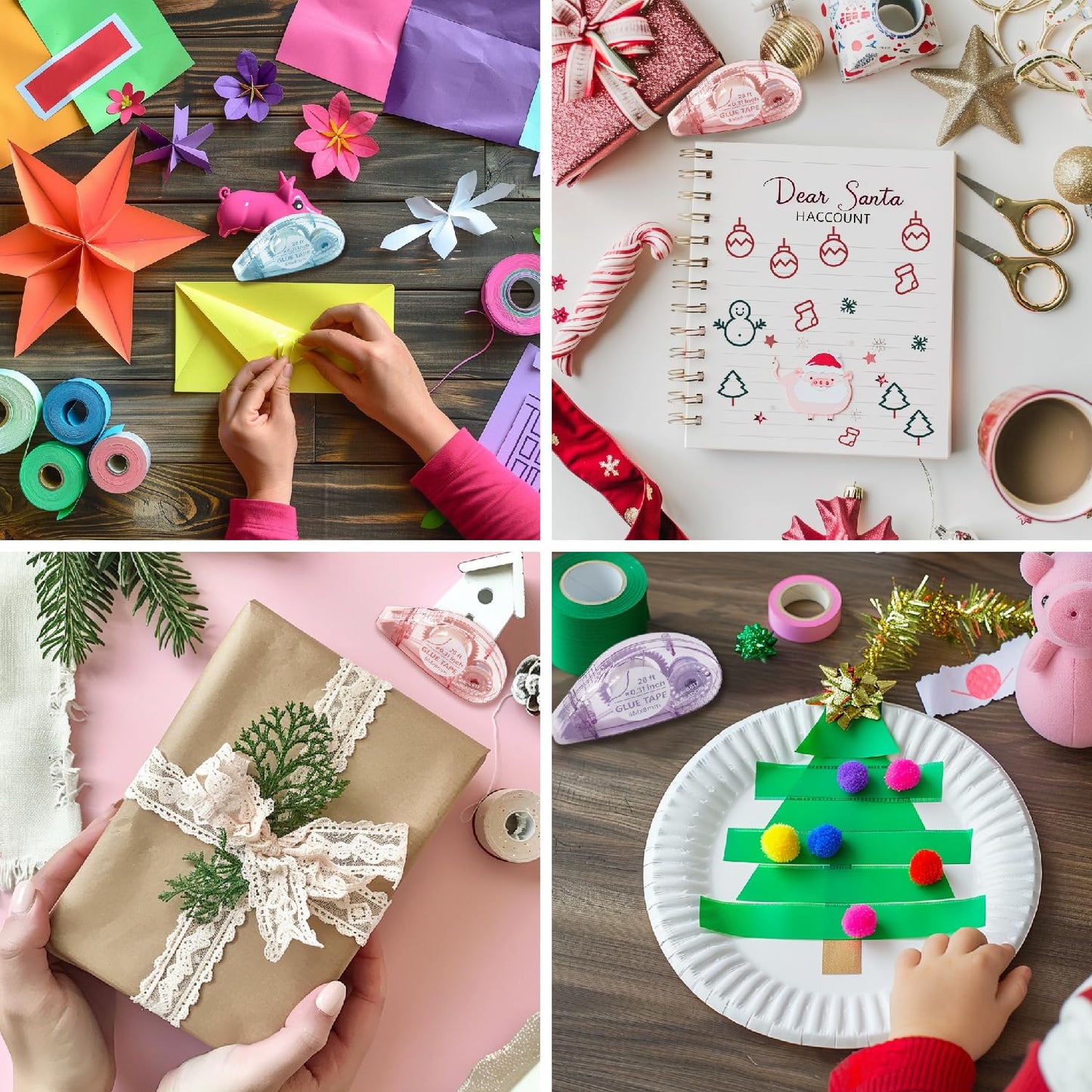 Double Sided Tape for Crafts, Pack of 6 Glue Tape Roller, 26 Ft x 0.31 in Scrapbook Tape, Tape Runner for Scrapbooking Supplies, Office, School, Craft Supplies and Journaling Supplies.