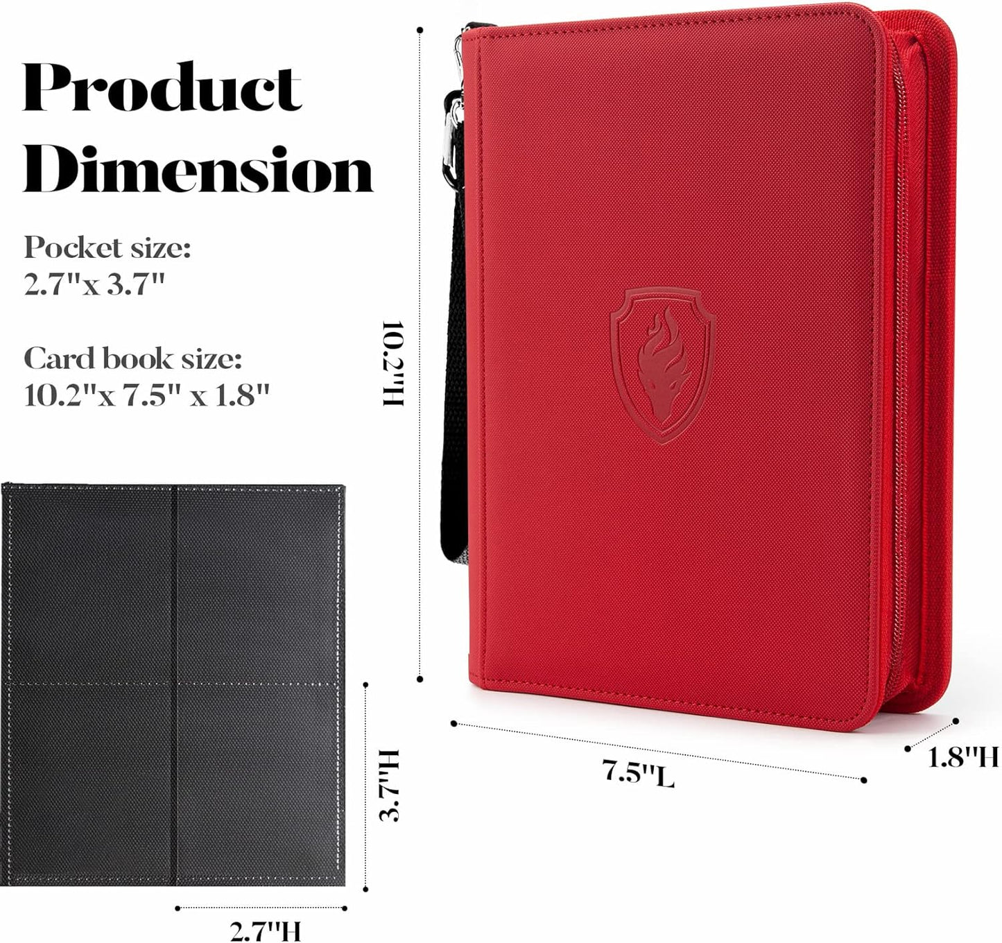 4 Pocket Card Binder for 320 Cards, Fabmaker Premium Zip Trading Card Binder, Portable PU Card Collection Binder, Collector Card Album, Card Folder for MTG, TCG, Sports Cards, Game Cards (Red)