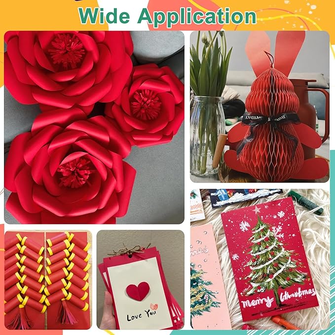 OcePor 100 Sheets Valentine's Day Red Cardstock Paper, Colored Printer Paper 8.5 x 11, Card Stock Thick Construction for Craft,Scrapbook,Office Printing, Invitations, Certificates,92 lb/250gsm
