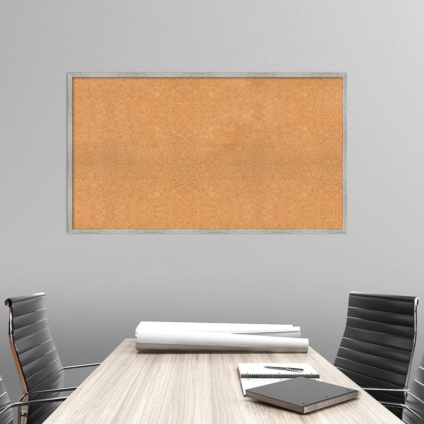 Amanti Art Natural Cork Board for Wall, 27x47 Vision Board with White Frame, Oversize Corkboard Office Decor for Home Organization, Cottage Corkboard Pinboard to Display Items for Home Organization