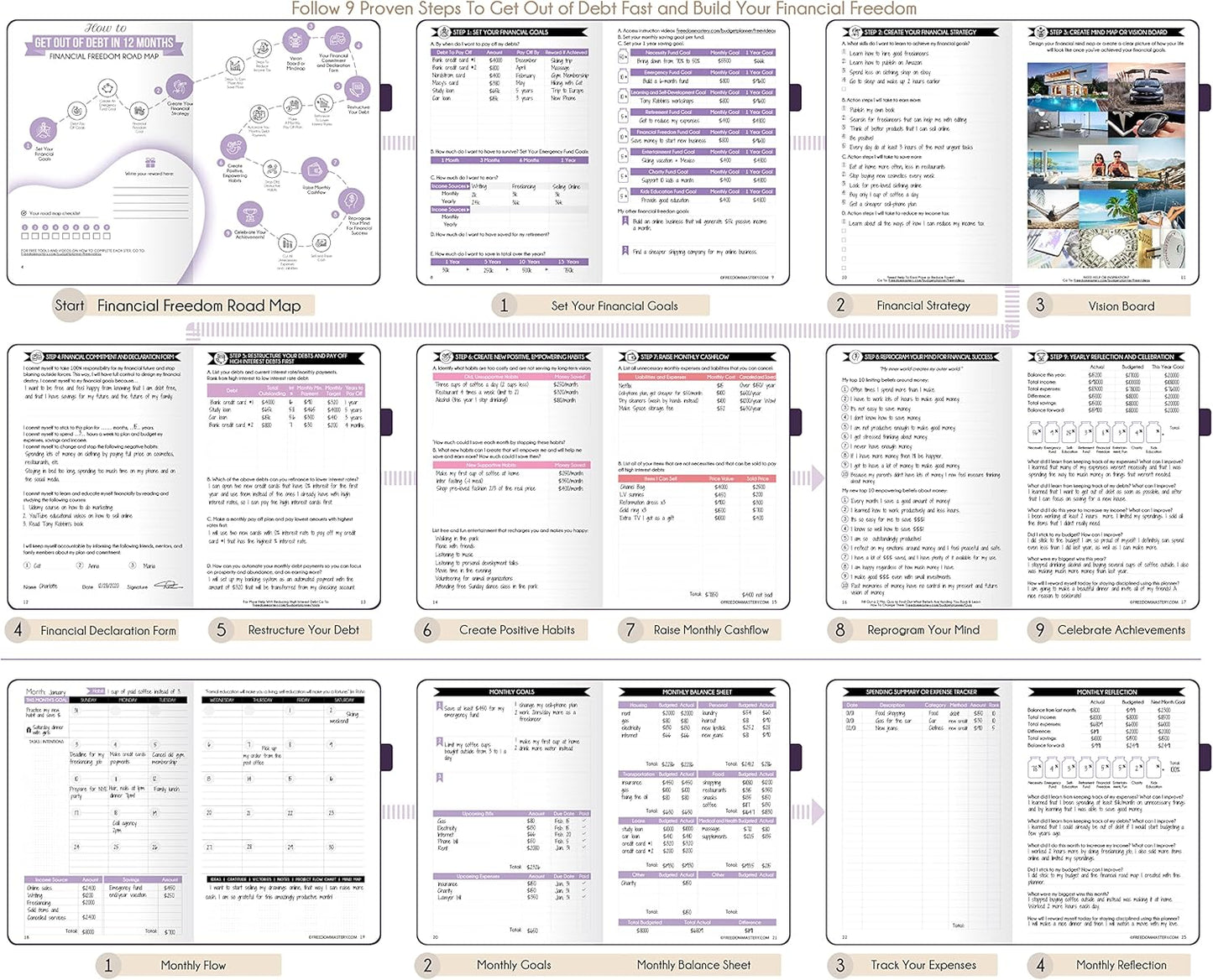 Financial Planner - Monthly Budget Planner with Cash Envelopes & Monthly Bill Organizer | A 12-Month Journey to Financial Freedom | Bill Payment Tracker Organizer, Debt, Expense Tracker & Money Saving