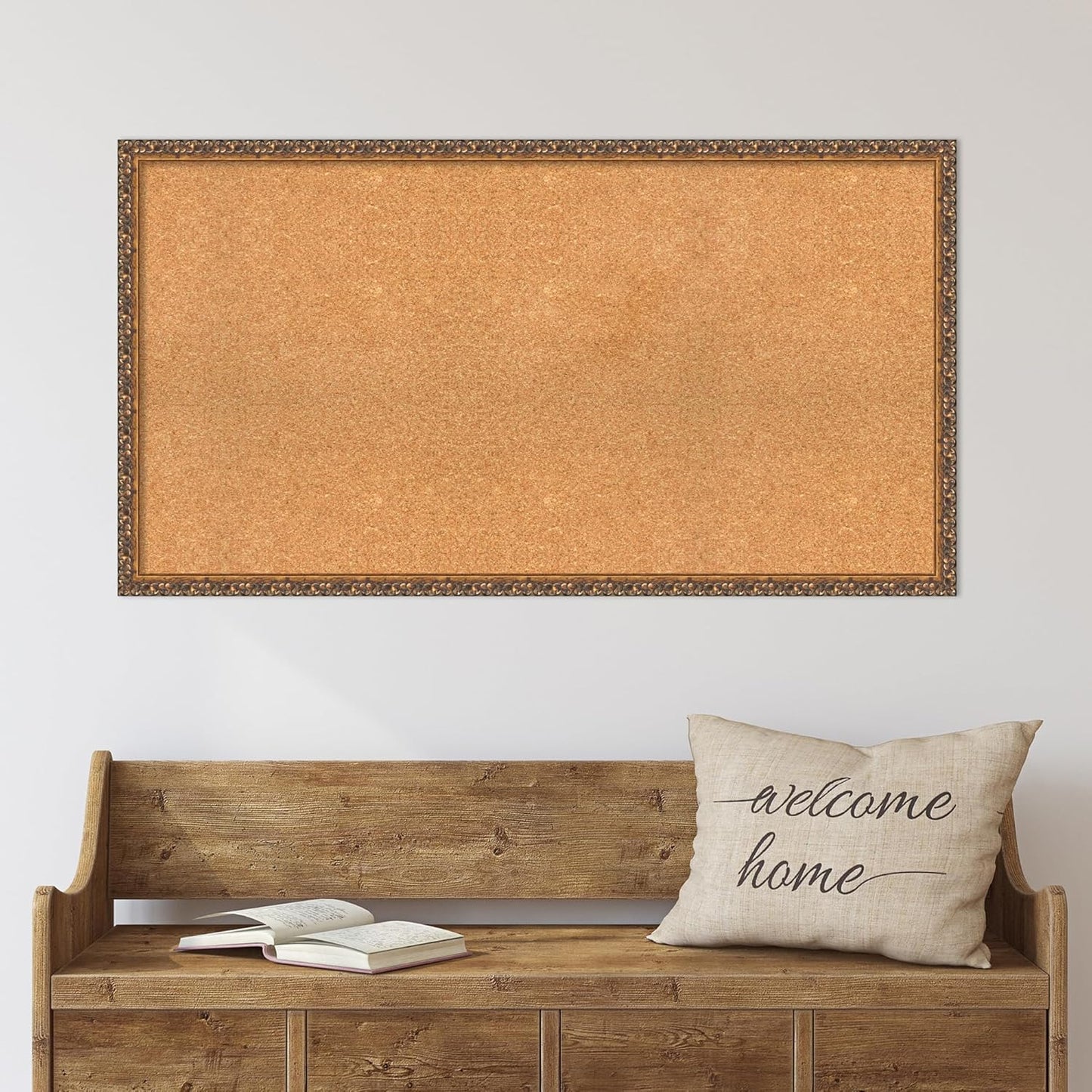 Amanti Art Natural Cork Board for Wall, 24x44 Vision Board with Bronze Frame, Oversize Corkboard Office Decor for Home Organization, Traditional Corkboard Pinboard to Display Items for Home