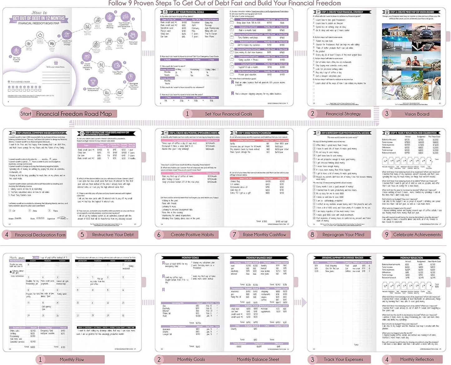 Financial Planner - Monthly Budget Planner with Cash Envelopes & Monthly Bill Organizer | A 12-Month Journey to Financial Freedom | Bill Payment Tracker Organizer, Debt, Expense Tracker & Money Saving