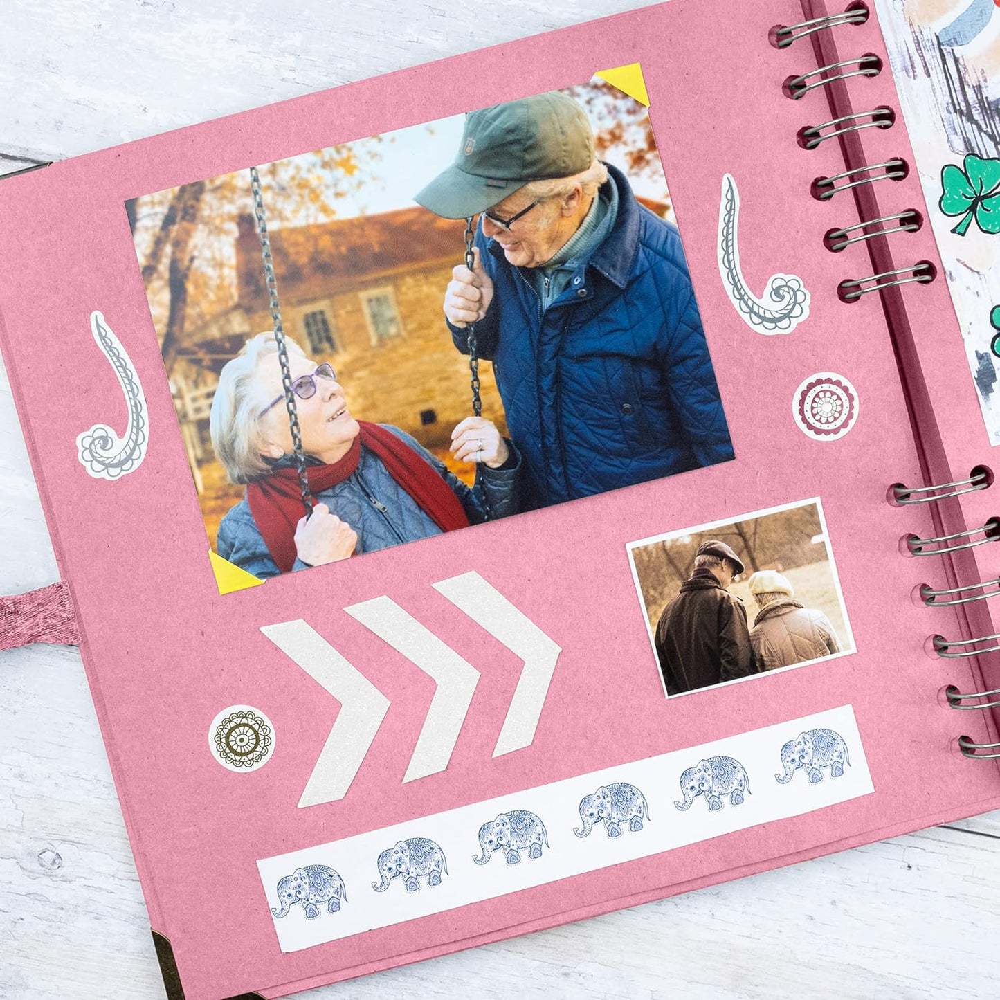 Bstorify Square Scrapbook Photo Albums 8 x 8 Inch Pink Thick Paper, Hardcover, Metal Corners, Ribbon Closure - Ideal for Your Scrapbooking Albums, Art & Craft Projects