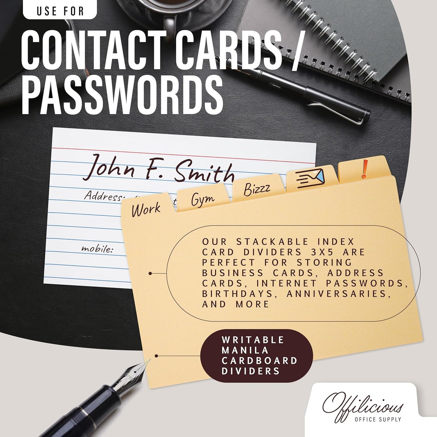 50 Manila Index Card Dividers with Tabs, 4x6 Blank, 108 Stickers - Monthly, Recipe & Greeting Card Dividers