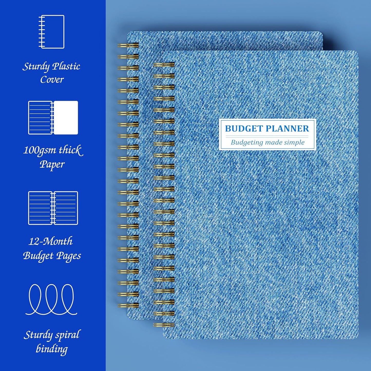Budget Planner - Monthly Finance Organizer with Expense Tracker Notebook to Manage Your Money Effectively, Undated Finance Planner/Account Book, Start Anytimem,A5(8.6x5.9 inchs),100gsm Paper - Denim
