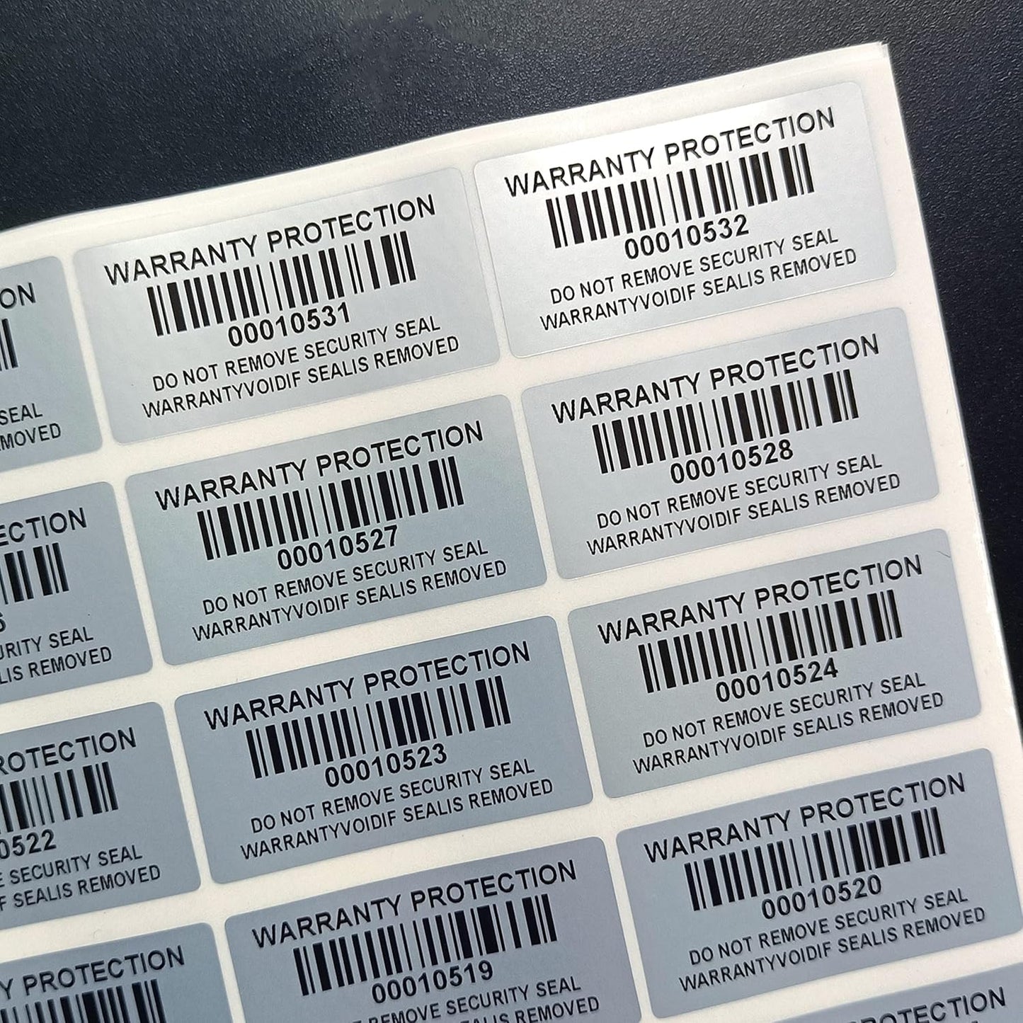 160pcs Tamper Evident Barcode Stickers with Individual Serial Number Security Warranty Void Sticker,Sealing Label for Package(1.6x0.8 inches,Silver)