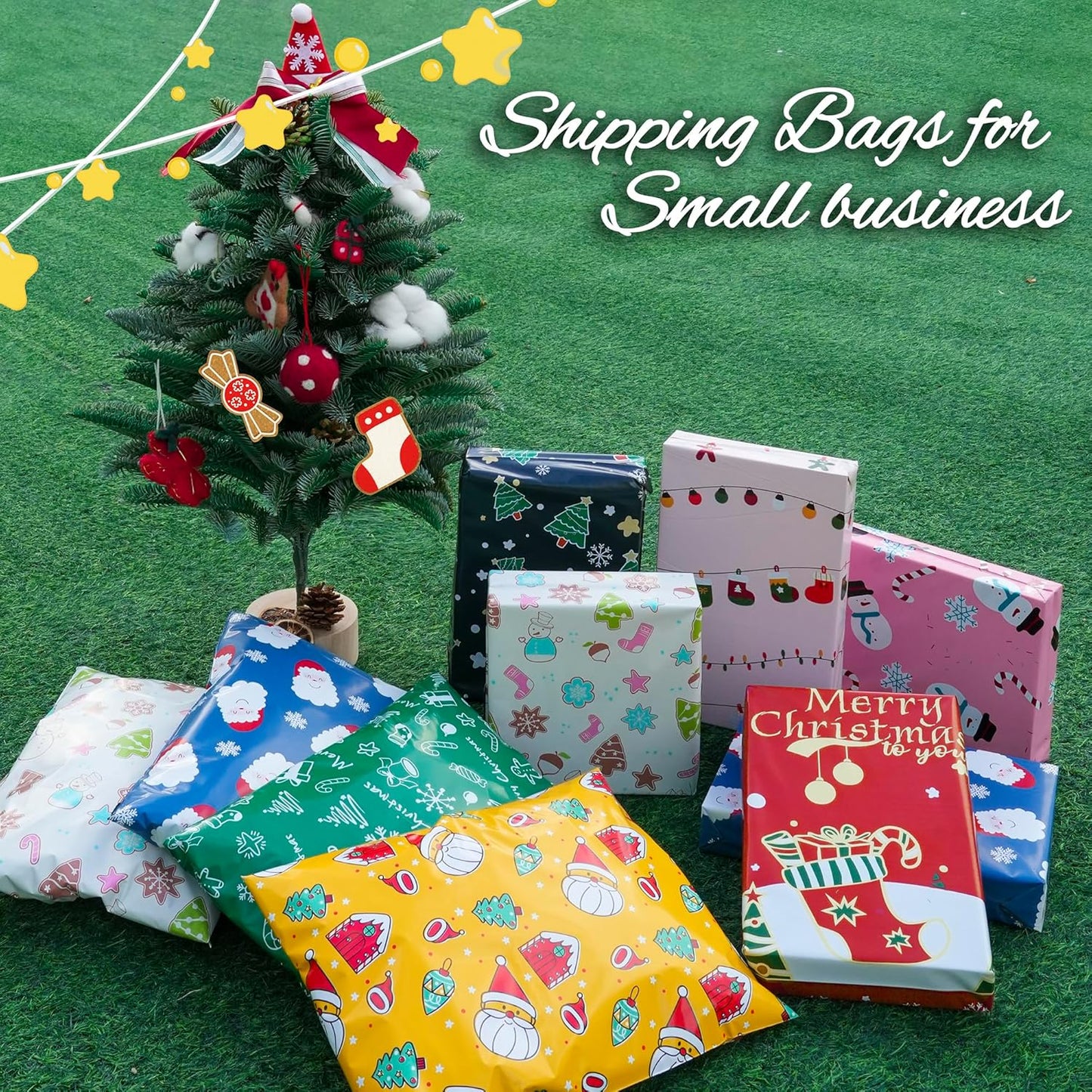 Christmas Poly Mailer 6x9 Inch 100 Pcs, Waterproof Shipping Bags for Clothing, Tear-Resistant Mailier Bags, Strong Mailing Bags with Self-Seal - Santa claus Printed