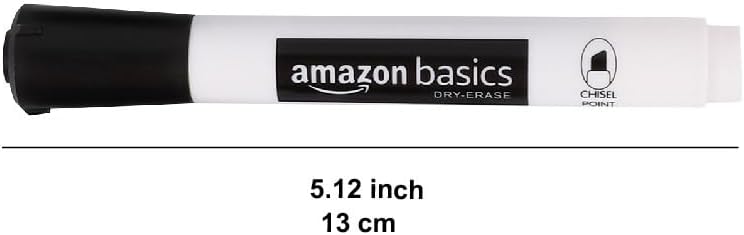 Amazon Basics Dry Erase Markers For Whiteboards, Chisel Tip, Low-Odor, Assorted Colors, Pack of 12