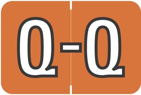 Doctor Stuff - File Folder Labels, Alphabet Letter Q, Barkley/Sycom FABKM - BRAM Series Compatible Alpha Stickers, Orange, 1" x 1-1/2", 126 Labels/Package