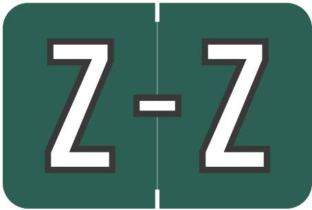 Doctor Stuff - File Folder Labels, Alphabet Letter Z, Barkley/Sycom FABKM - BRAM Series Compatible Alpha Stickers, Dark Green, 1" x 1-1/2", 126 Labels/Package