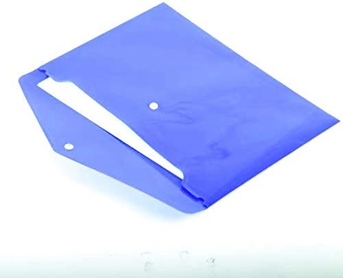 Poly Envelope 12 Pcs Document Envelopes with Snap Button Quality Clear Document Folder for A4 Size (Blue)