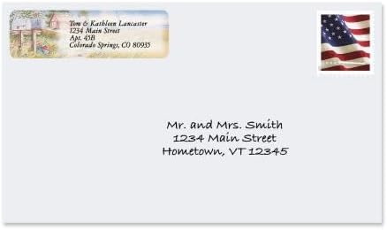 Colorful Images American Countryside Rolled Personalized Return Address Mailing Labels with Dispenser, Customize with Name & Shipping Address, 500 ¾” x 2½” Self Adhesive, Easy Peel Label Roll