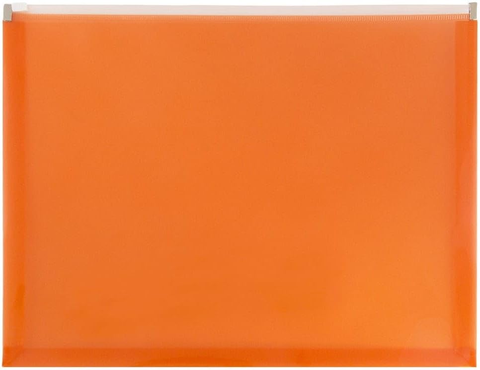 JAM PAPER Plastic Envelopes with Zip Closure - Letter Booklet - 9 3/4 x 13 - Orange - 3/Pack