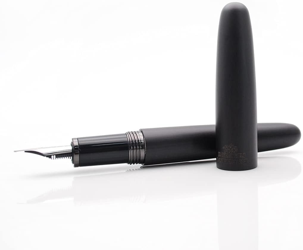 JINHAO 9056 Natural Wood Fountain Pen Handmade Ink Pen (Ebony Wood, Black clip, Medium Nib 0.7mm)