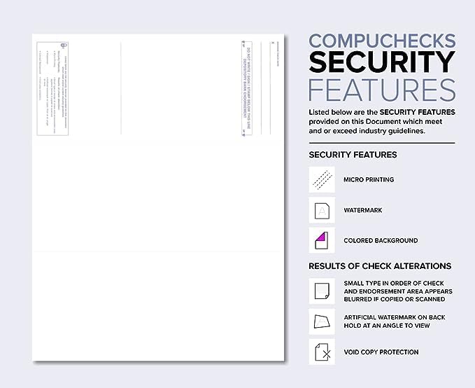 Compuchecks Top Blank Check Paper - 100 Pack, Quick-Books & Laser Printer Compatible - Security Business Checks with Voucher - 8.5" x 11" Gold Diamond