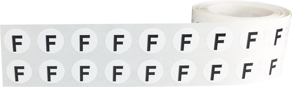 Letter F Inventory Labels .5 Inch Round Circle Dots 1,000 Adhesive Stickers