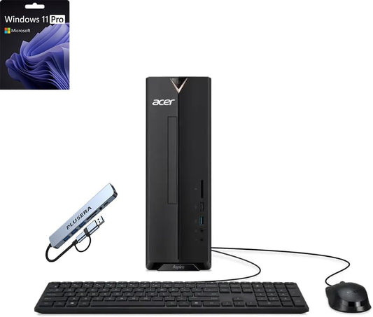 acer Aspire Desktop | 16GB RAM | 1TB Storage (512GB SSD+512GB Docking Station Set | Windows 11 Pro with Microsoft Office Trial | Dual-Core Intel Celeron | Keyboard & Mouse | Wi-Fi | Black