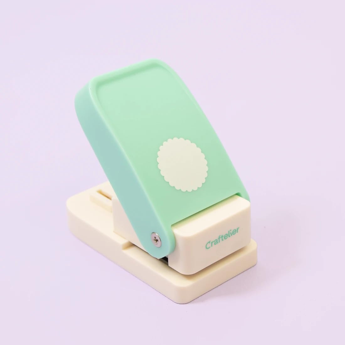 Craftelier - Multimaterial Scalloped Circle Shaped Punch for Card Making, Scrapbooking and Craft Projects | Suitable for Many Materials | Circle Diameter 2.54 cm (1”) | Turquoise Color