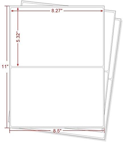 BESTEASY 200 Round Corner Half Sheet Self Adhesive Shipping Labels for Laser and Ink Jet Printers, White Blank (100 Sheets, 200 Labels)