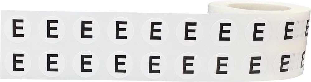Letter E Inventory Labels .5 Inch Round Circle Dots 1,000 Adhesive Stickers