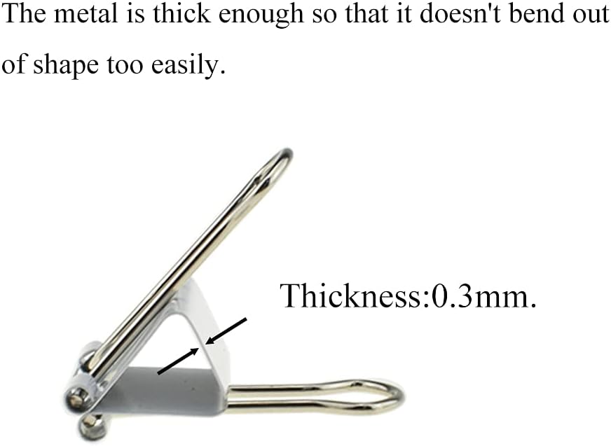 HAHIYO Binder Clips Paper Clamps Spring Steel Sturdy 0.98 inches Width 0.31 Inch Capacity No Sharp Edges Heavy Duty Tight Grip Reusable White Metal Bright Finish for Home Office School 25 Pack