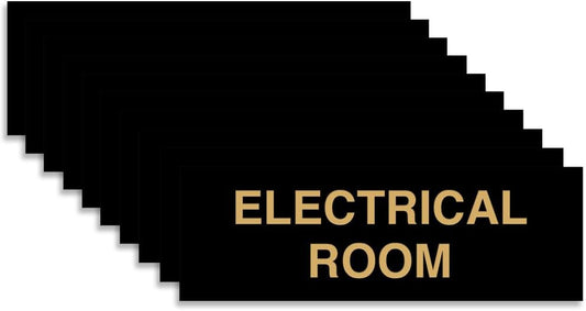 All Quality Basic Electrical Room Sign | Durable Construction | Building Safety - Black/Gold - Medium (10 Pack)