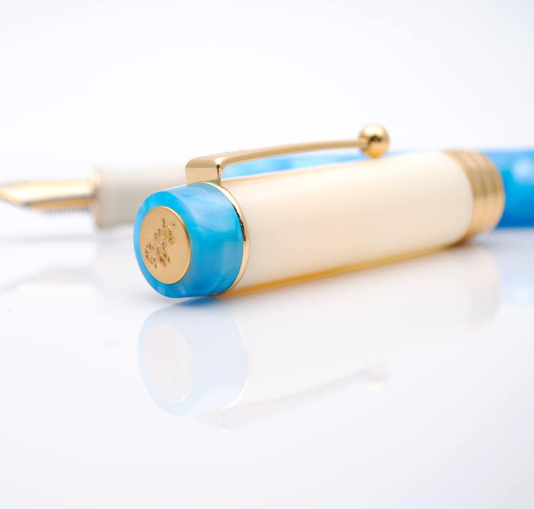 JINHAO 100 Fountain Pen with Ink Converter (Medium Nib 0.7mm, Sky Blue-B)