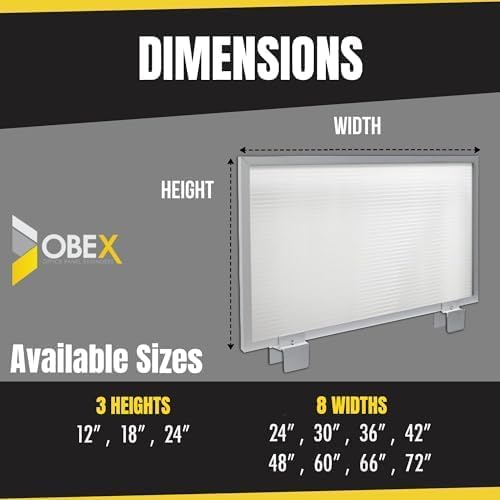 OBEX Screen Extender Polycarbonate Desk Privacy Panel & Divider for Office Cubicle, 24" x 48", Translucent