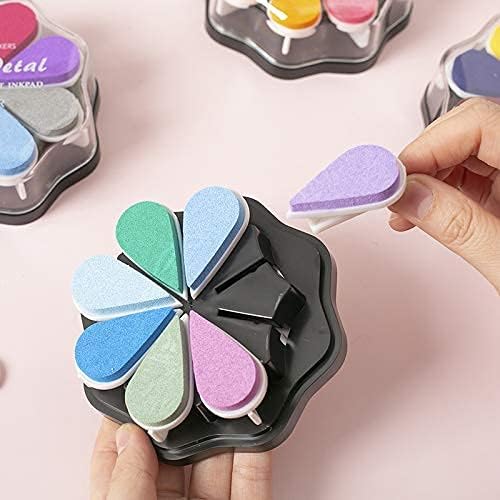 Petal Ink Pads for Rubber Stamps Waterdrop Shaped Stamp Pads with 8 Assorted Colors (Set 1006)