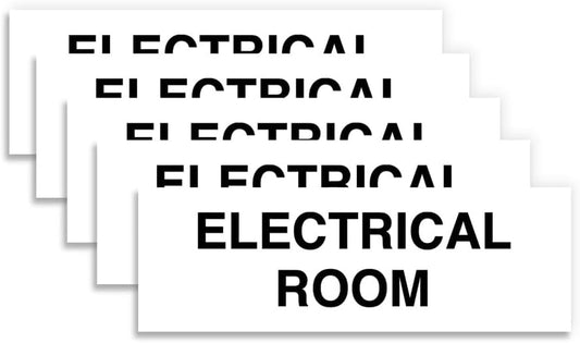 All Quality Basic Electrical Room Sign | Durable Construction | Building Safety - White - Medium (5 Pack)