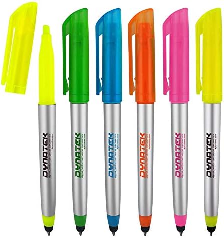 Personalized Pens with Highlighter and Stylus -250 Pack Bulk-Free Imprint - 3 In Highlighter, Ballpoint Pen, and Stylus Combo- add Custom Business Name, Logo or Gift Message- Blue