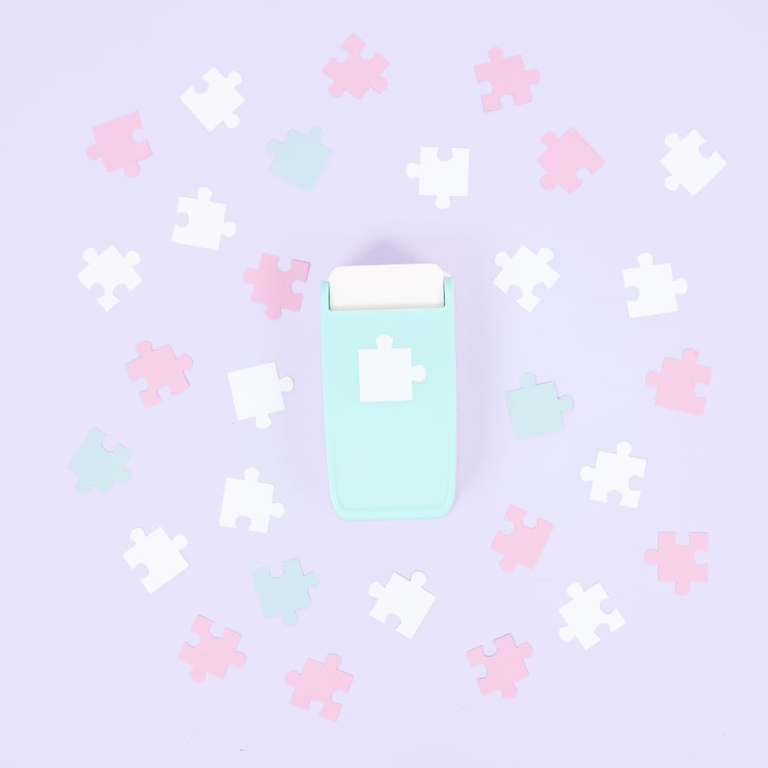 Craftelier - Multimaterial Puzzle Piece Shaped Punch for Decorating Scrapbooking and Craft Projects | Suitable for Many Materials | Piece Size 1“ x 1” (2.54 x 2.54 cm) | Turquoise Color