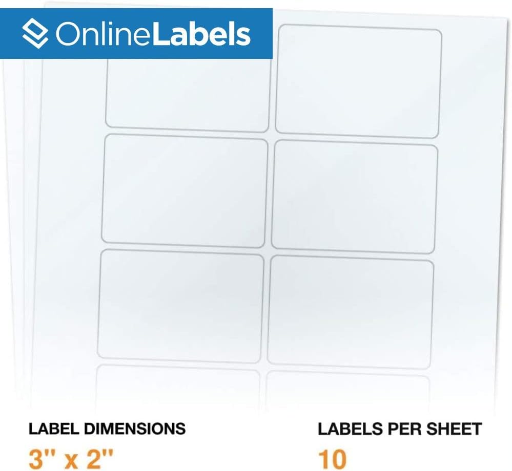 2 x 3 Clear Gloss Rectangle Labels (Inkjet Printers Only) - Pack of 1,000 Labels, 100 Sheets - OnlineLabels