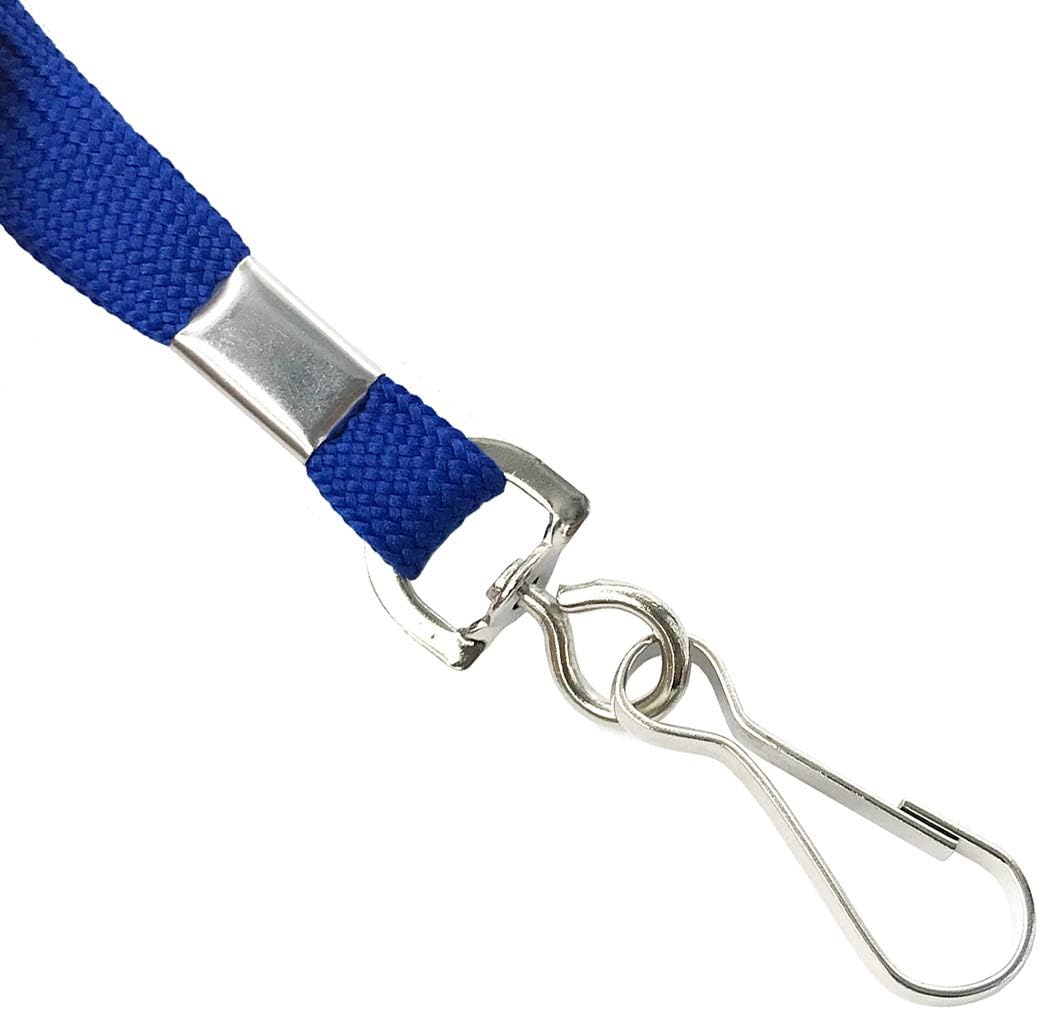 Bird Fiy Lanyards Safety Blue Lanyards Neck Flat Premium Breakaway Badge Lanyard with J-Hook for ID Nametag Badge Holder (Blue, 50 PCS)