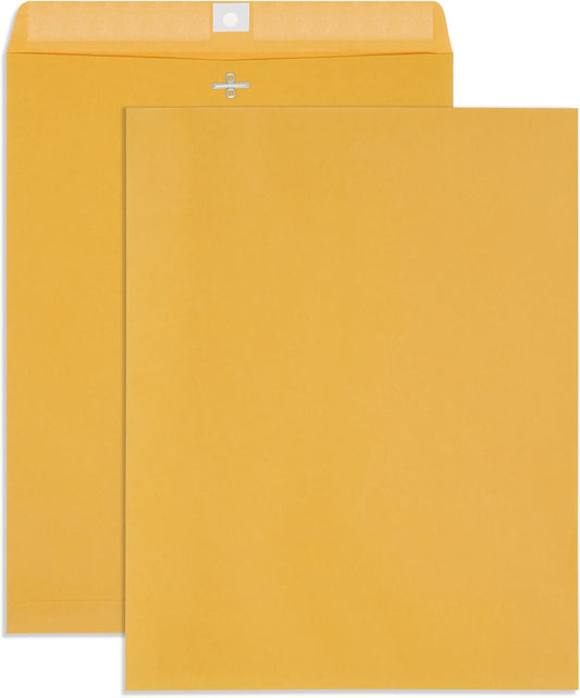 Blue Summit Clasp Envelopes, 12 x 15.5-Inch, Thick 28lb Kraft Paper, Clasp with Gummed Seal, 100 Envelopes