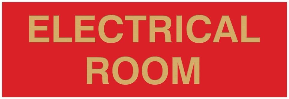 All Quality Basic Electrical Room Door/Wall Sign | Durable Construction | Building Safety - Red/Gold - Large (1 Pack)