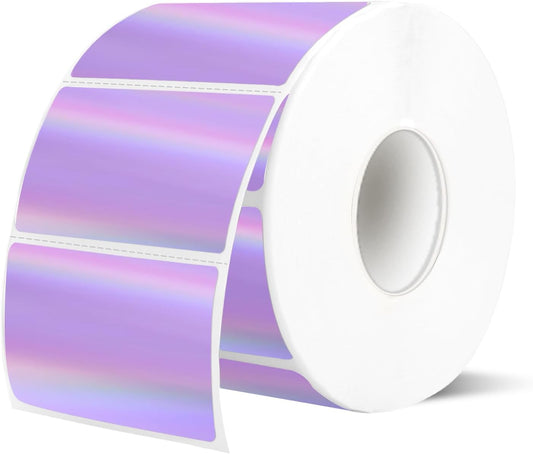 2.25"x1.25" Direct Thermal Labels, Holographic Thermal Printer Labels for Barcode, Self-Adhesive Address Shipping Thermal Label Stickers-1 Roll, 300 Labels, Holographic Purple