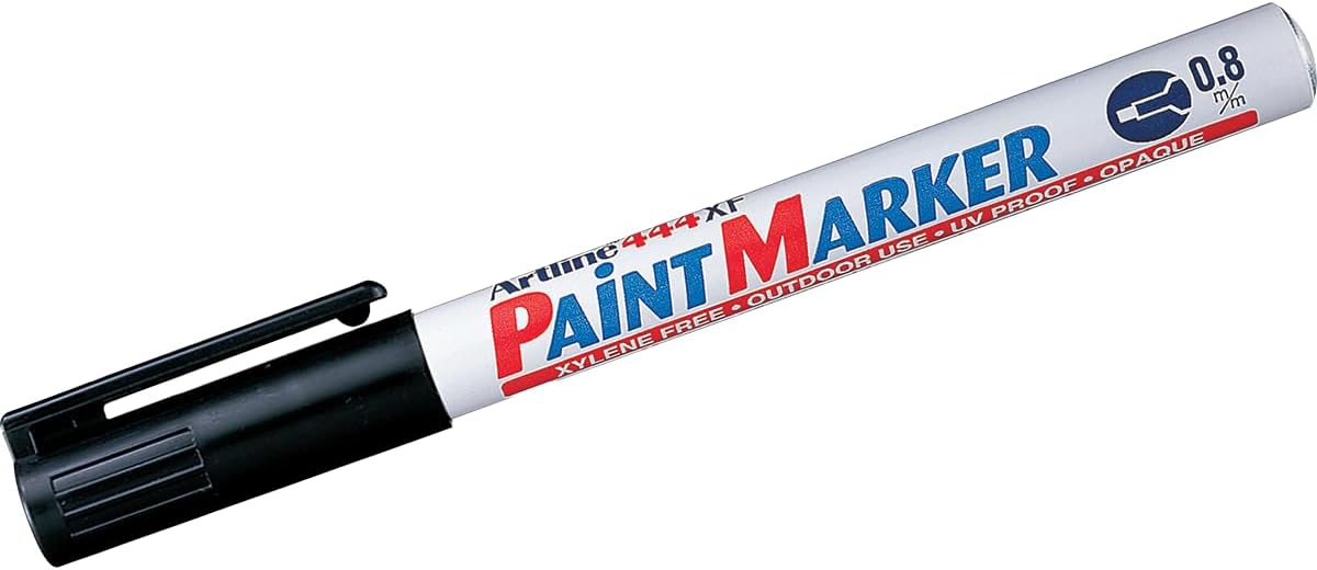 Artline 444XF Paint Markers for Wood, Plastic, and Canvas, Waterproof Marker for Indoor & Outdoor Applications, Opaque Permanent Markers with 0.8mm Bullet Tip - Black, 12 Pack