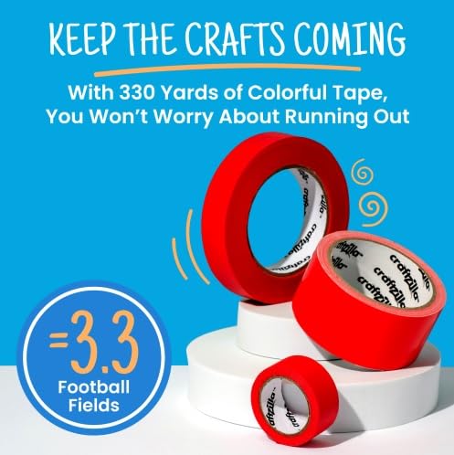 Colored Masking Tape - 6 Color Masking Tape Rolls - 990 Feet x 1 Inch Painters Tape - Colored Painters Tape Assortment - Painter Tape - Craft Tape - Labeling Colorful Masking Tape