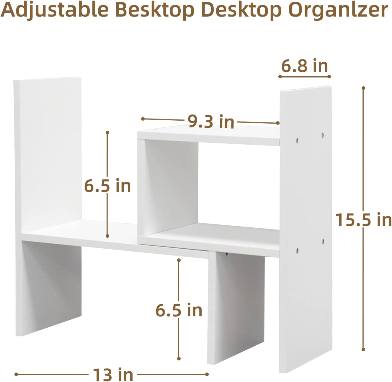 TY ARTS & CULTURE - Expandable Wood Desktop Storage Organizer Multipurpose Desk Bookshelf Display Shelf Rack Counter Top Bookcase for Office Home | Pure White
