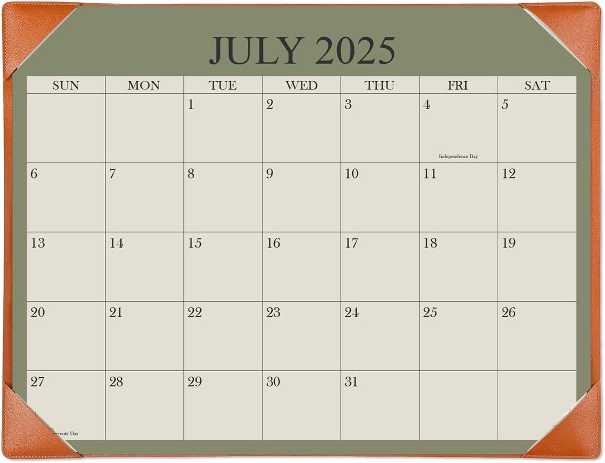 Desk Calendar 2025-2026 with Desktop Mat, 18 Month Small Desk Pad Calendar from July 2025 to December 2026, 8.5" x 11" Desk Pad Calendar 2025-2026 for Home, School Office, Brown