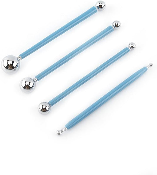 4 Pcs Modeling Ball Tools Double Ended 8 Ball Stainless Steel Dotting Modeling Tools Clay Indentation DIY Ceramics Pottery Carving Tool Embossing Sculpting Set