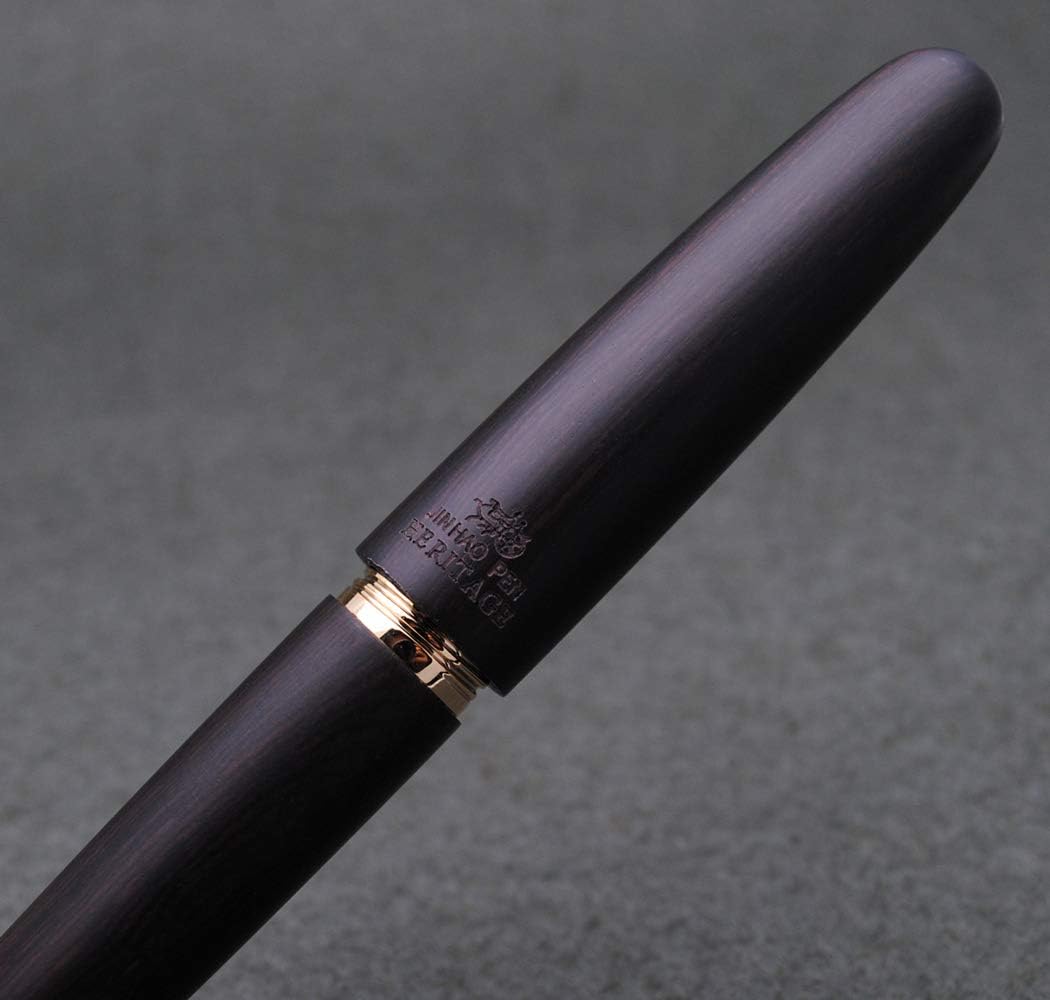 JINHAO 9056 Natural Wood Fountain Pen Handmade Ink Pen (Ebony Wood, Medium Nib 0.7mm)