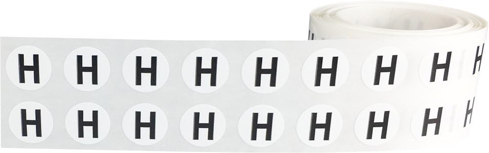 Letter H Inventory Labels .5 Inch Round Circle Dots 1,000 Adhesive Stickers