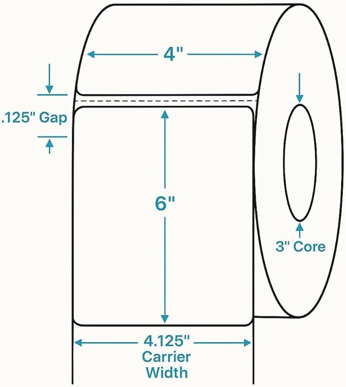 Compulabel 4" x 6" Direct Thermal Labels, White, 3" Core, Perforated, Permanent Adhesive, 1 Rolls, 1000 Labels per roll, 1000 Total