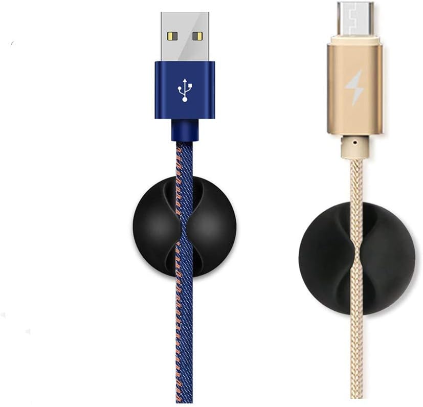 20 Pack Black Silicone Cable Clip Holders, Self Adhesive Wire Management, Well-Organized Cables for Home, Office, Car