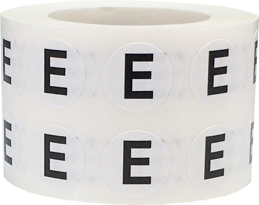 Letter E Inventory Labels .5 Inch Round Circle Dots 1,000 Adhesive Stickers